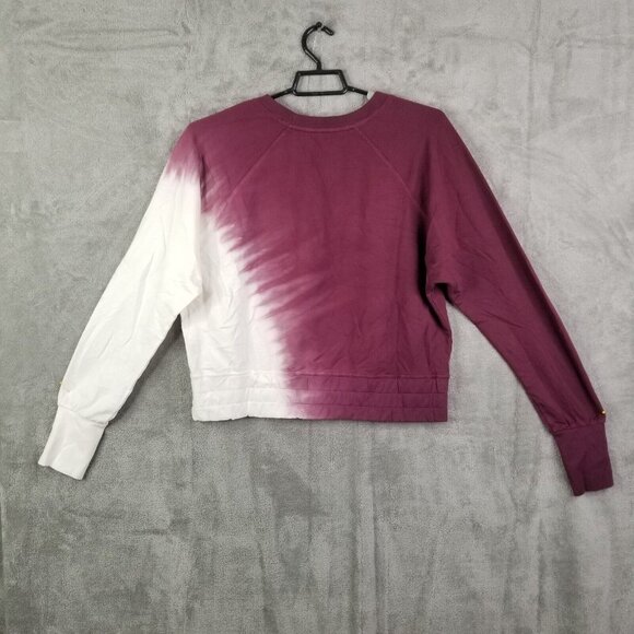 Womens Joy Lab Burgundy & White Crop Sweatshirt Long Sleeve Crew Neck Size M - Picture 2 of 6